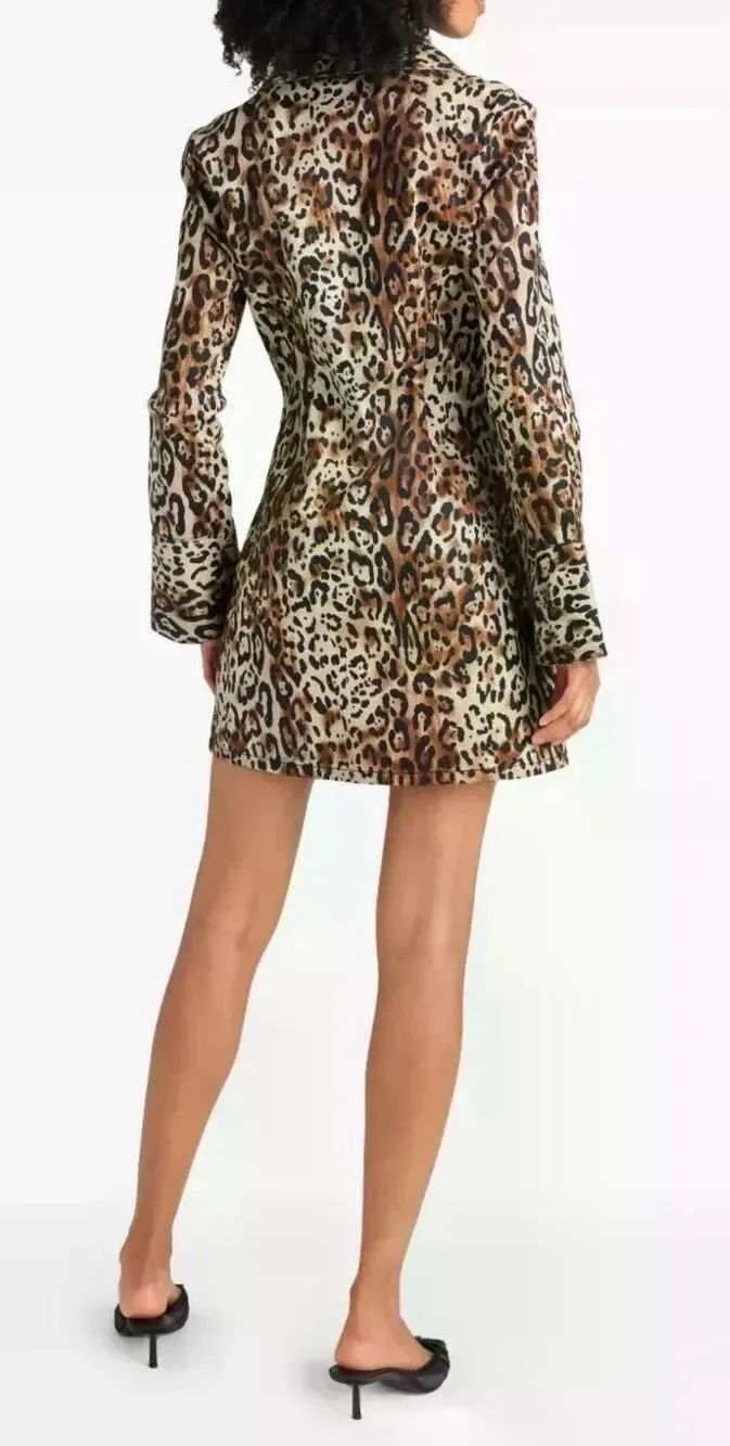 Cinq a Sept Mckenna Leopard Print Mini Dress in Brown NWT Size 2 - Picture 3 of 9